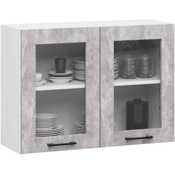 Keittiön seinäkaappi OLIWIA W80, 2 ovea, valkoinen/harmaa, 80 × 58 × 30,5 cm