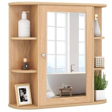 Wall-mounted bathroom cabinet, 6 compartments, 65 × 64 × 17 cm