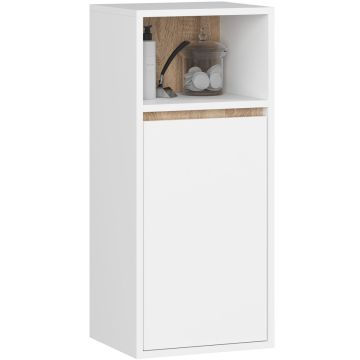 Seinäkaappi kylpyhuoneeseen AKORD VAMI W35, 1 ovi, 3 hyllyä, valkoinen ja ruskea, 35 × 80 × 30 cm
