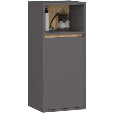 Ripustettava kylpyhuonekaappi AKORD VAMI W35 1D 1W, 1 ovi ja 3 hyllyä, harmaa/ruskea, 35 × 80 × 30 cm