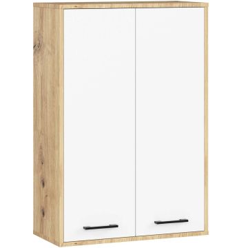 Ripustettava kylpyhuonekaappi FIN, 2 ovea, valkoinen/ruskea, 64 × 94 × 30 cm