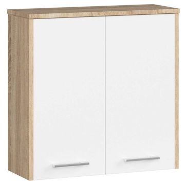 Seinäkaappi kylpyhuoneeseen FIN 2D, 2 ovea, ruskea/valkoinen, 60 × 60 × 22,5 cm