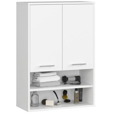 Ripustettava kylpyhuonekaappi FIN H934 W64, 2 ovea, valkoinen, 64 × 94 × 30 cm