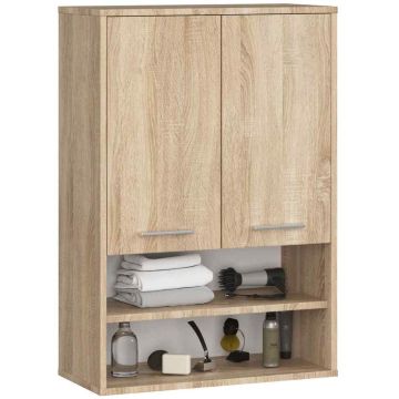 Seinäkiinnitettävä kylpyhuonekaappi FIN H934 W64, 2 ovea, ruskea, 64 × 94 × 30 cm