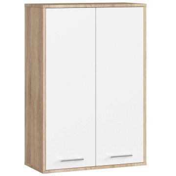 Ripustettava kylpyhuonekaappi FIN H934 W64 2D, tammi/valkoinen, 64 × 94 × 30 cm