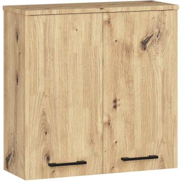 Seinään kiinnitettävä kylpyhuonekaappi FIN W60 2D, 2 ovea, ruskea, 60 × 60 × 22,5 cm