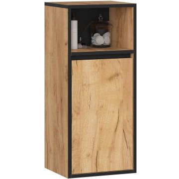 Seinään ripustettava kylpyhuonekaappi VAMI W35, 1 ovi, ruskea/musta, 35 × 80 × 30 cm