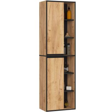 Ripustettava kylpyhuonekaappi VAMI W50, ruskea/musta, 50 × 170 × 30 cm