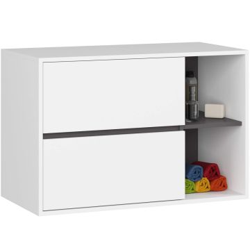Kylpyhuoneen seinäkaappi VAMI W90, 2 laatikkoa, valkoinen/harmaa, 90 × 60 × 45,5 cm