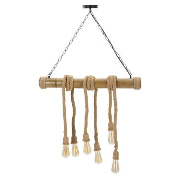 Riippuvalaisin Mauro Ferretti Bamboo/Rope, 6 valopistettä, 80 × 120 × 15 cm