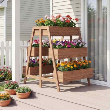 Raised bed, 6 planting boxes, 126 × 90 × 115 cm
