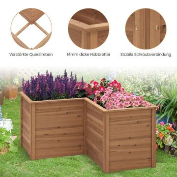 Raised bed, L-shaped, 120 × 120 × 63 cm