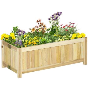 Приподнятая грядка Outsunny 70x30x25 см, светло-коричневая.