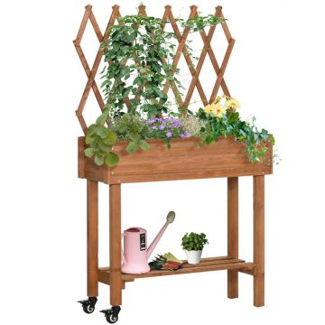 Приподнятая грядка Outsunny 79x29x130 см, коричневая.