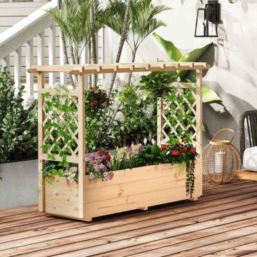Raised bed, with two side trellises and roof, 148 × 50 × 103 cm