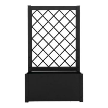 Raised bed with trellis, Black, 63 × 112 × 31 cm
