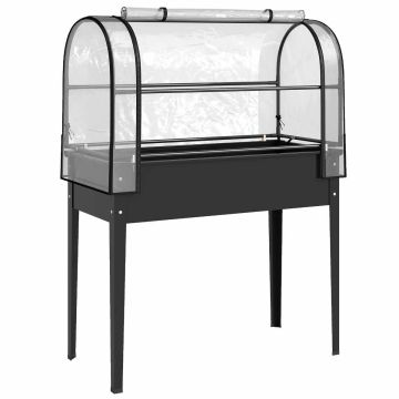 Korotettu kasvatuslaatikko kasvihuonepeitteellä, 97 l, 100 × 136 × 49 cm
