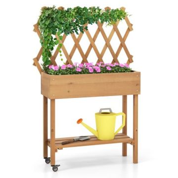Raised bed, With trellis, 91.44 × 129.54 × 29.21 cm