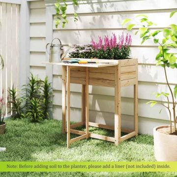 Raised wooden bed, with folding side table, 67 × 63 × 74 cm
