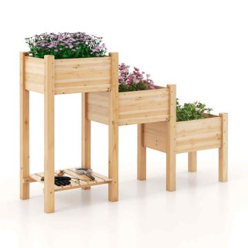 Raised Planter Box, 3 Sections, 162.56 × 43.18 × 104.14 cm