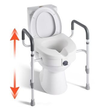 Korotettu wc-istuin VEVOR FBL760657, käsinojilla, 43,5 × 18 × 39,5 cm