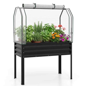 Raised beds with greenhouse covers, 2 pcs, 55.88 × 152.4 × 111.76 cm