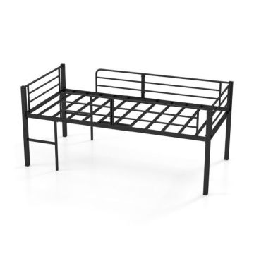 Loft bed, 2 ladders, Black, 198.5 × 96 × 88 cm