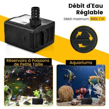 Submersible aquarium pump, 900 l/h, 22 W, 9 × 7 × 7 cm