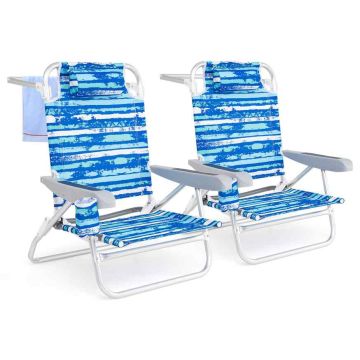 Beach chairs, 2 pcs, Blue, 62 × 80 × 54 cm
