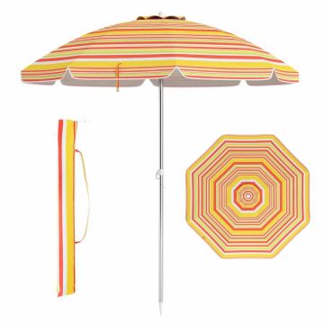 Beach umbrella 198 cm with push-button tilt, sand anchor, 1.5 kg