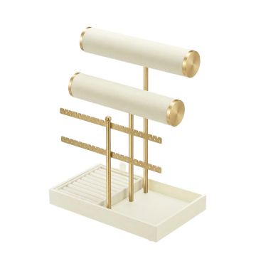 Koruteline SONGMICS, Irrotettavalla sormustelineellä, Valkoinen ja kultainen, 29,2 × 15 × 22 cm