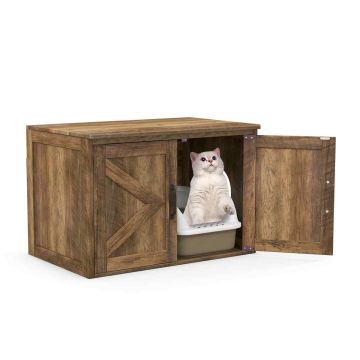 Hidden cat litter box with a hinged lid and double partition, 70×50×40 cm