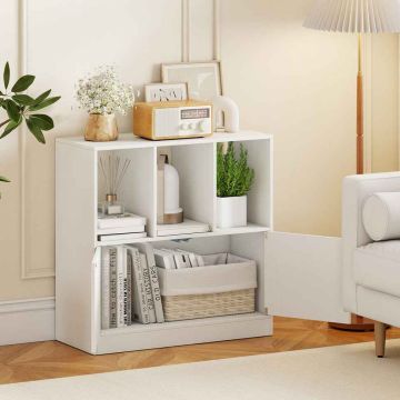 Freestanding bookshelf, 3 cubes, 2 doors, White, 70 × 70 × 30 cm