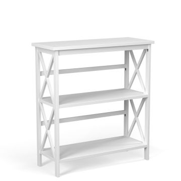 Freestanding bookshelf, 3 shelves, White, 78.74 × 31.75 × 86.36 cm