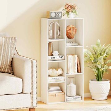 Build-in bookshelf, 7 compartments, White, 49.5 × 106 × 23 cm
