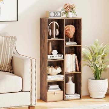 Built-in bookshelf, 7 compartments, Brown, 49.5 × 106 × 23 cm