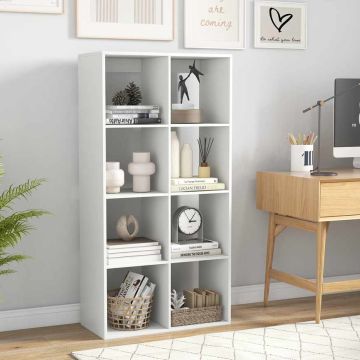 Build-in bookshelf, 8 compartments, White, 69.5 × 137 × 33 cm