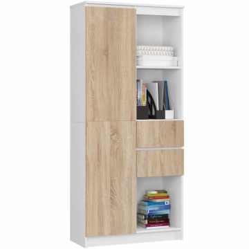 Lattiahylly AKORD CLP R15, 1 ovi ja 2 laatikkoa, valkoinen/ruskea, 80 × 180 × 35 cm