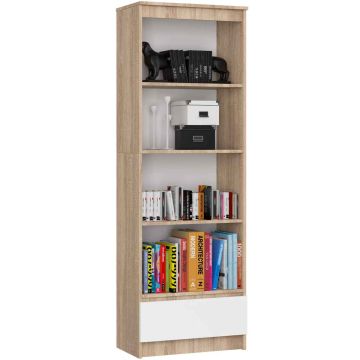 Lattiahylly CLP R60, 4 hyllyä, 1 laatikko, tammi/valkoinen, 60 × 180 × 35 cm