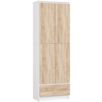 Lattiahylly CLP R60, 2 ovella ja laatikolla, valkoinen/ruskea, 60 × 180 × 35 cm