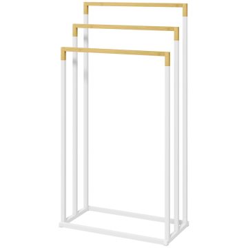 Seisova pyyhekoukku Homcom 45x22,5x86cm, valkoinen/vaaleanruskea
