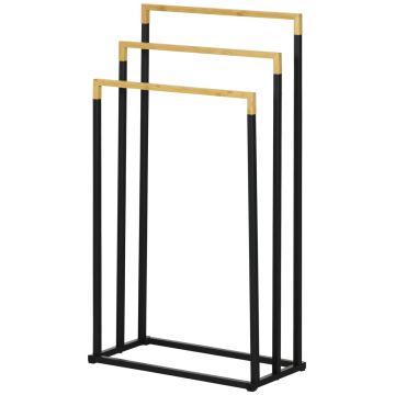 Vapaa seisova pyyhekoukku Homcom 45x22,5x86cm, musta/vaaleanruskea