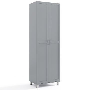 Freestanding cabinet, 5 shelves, Grey, 60 × 187 × 39 cm