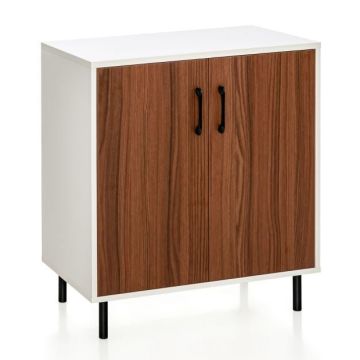 Напольный кухонный шкаф, 2 полки, Белый/коричневый, 72 × 80 × 40 см