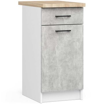 Alakaappi OLIWIA S40, 1 laatikko ja 1 ovi, Valkoinen/harmaa, 40 × 85 × 46 cm
