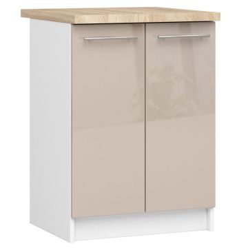 Lattiamallinen keittiökaappi OLIWIA S60 2D, 2 ovea, valkoinen/beige, 60 × 85 × 46 cm