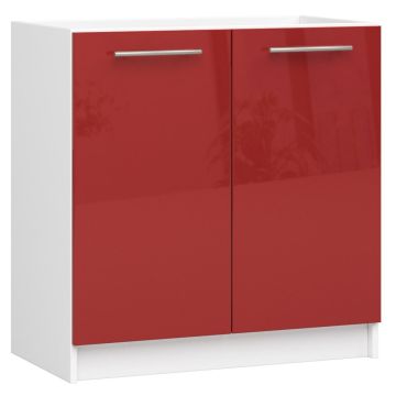 Lattialle sijoitettava allaskaappi OLIWIA S, 2 ovea, valkoinen/punainen, 80 × 82 × 46 cm