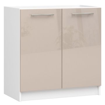 Lattialle sijoitettava allaskaappi OLIWIA S, 2 ovea, valkoinen/ruskea, 80 × 82 × 46 cm
