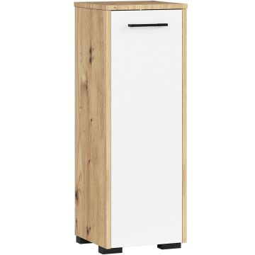 Lattialle sijoitettava kylpyhuonekaappi FIN S30 1D, vasen/oikea, valkoinen/ruskea, 30 × 85 × 30 cm