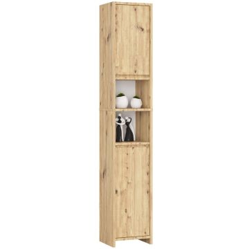 Kylpyhuoneen lattikaappi UNI, 2 ovea, ruskea, 32 × 180 × 28 cm